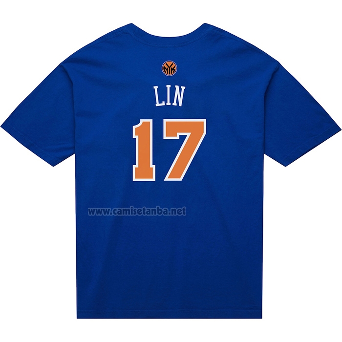 Camiseta Corta Manga New York Knicks Jeremy Lin NO 17 Azul